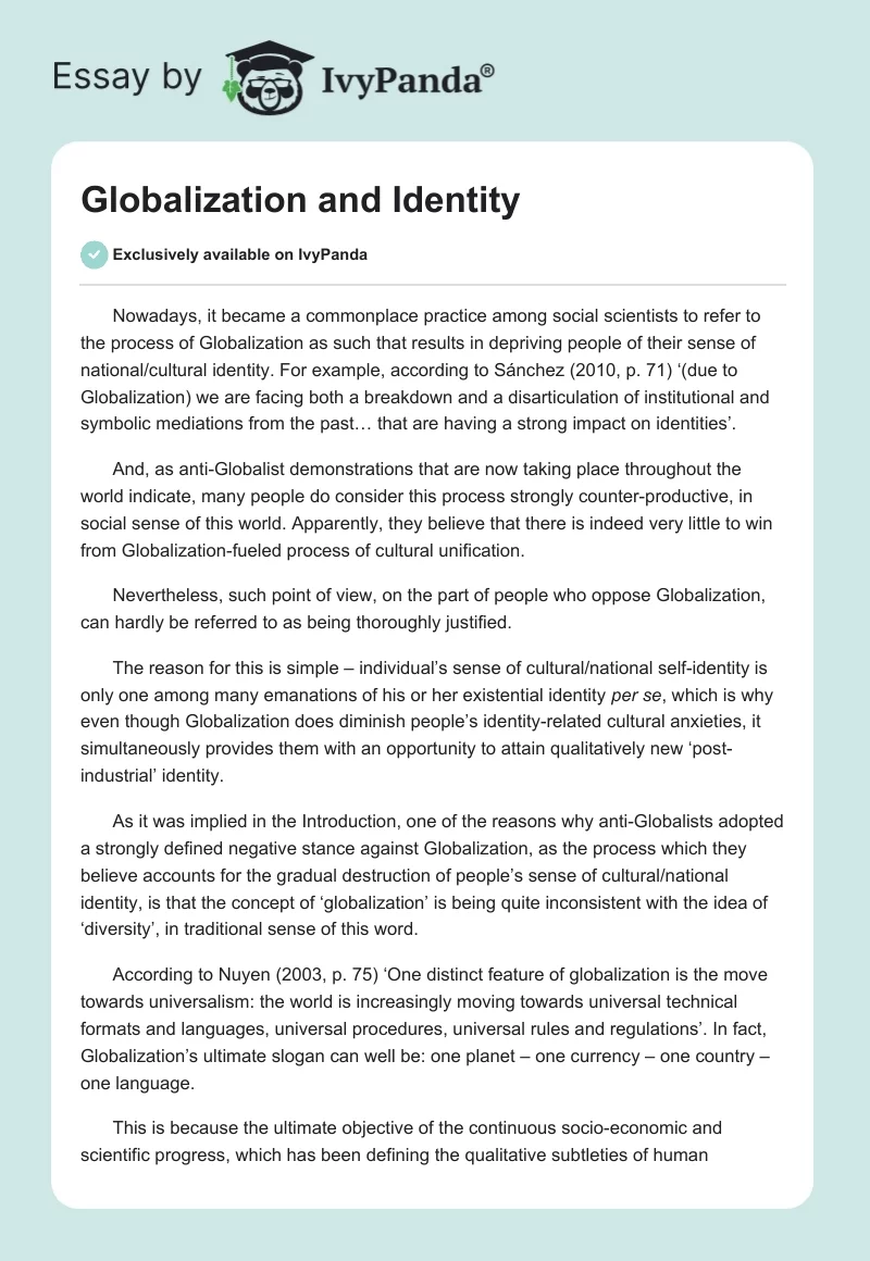 Globalization and Identity. Page 1