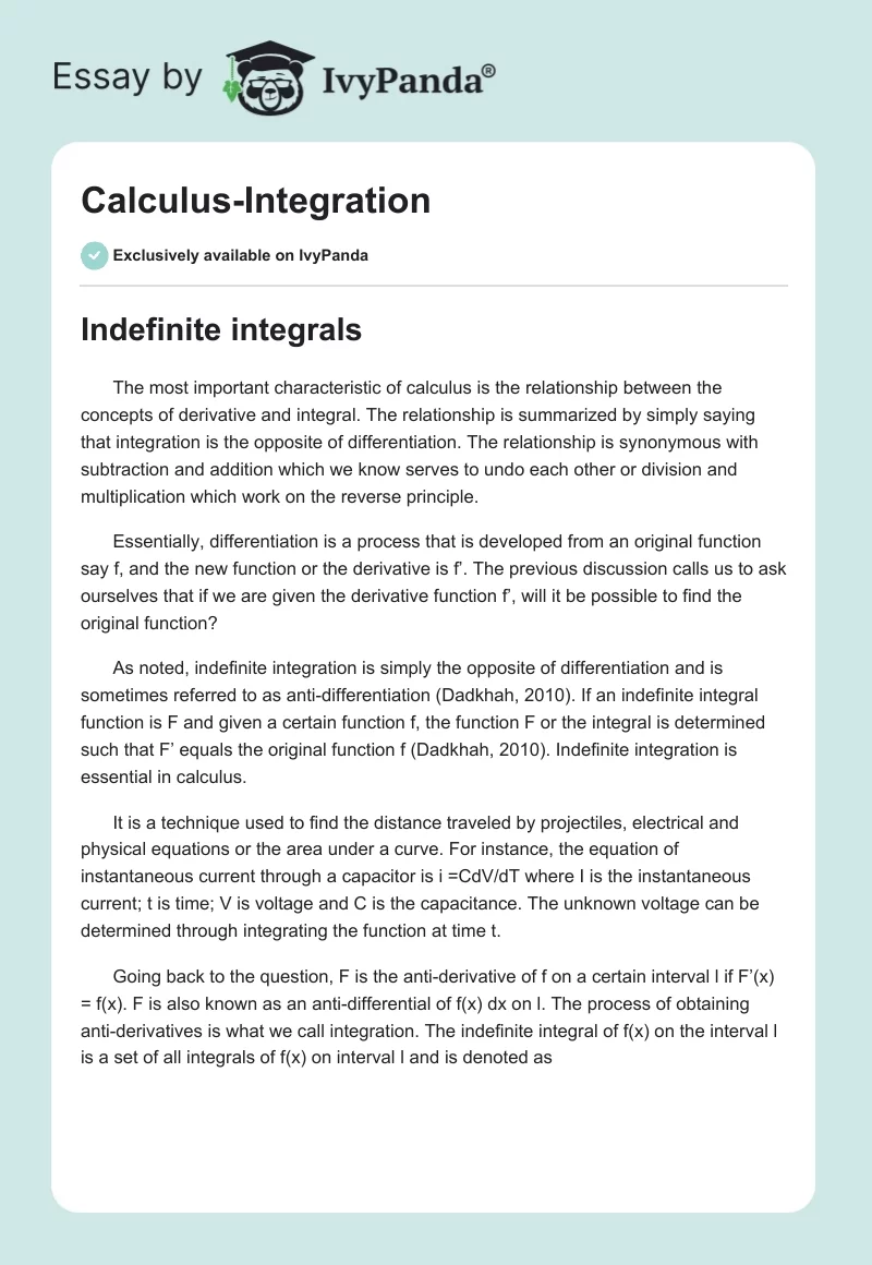 Calculus-Integration. Page 1
