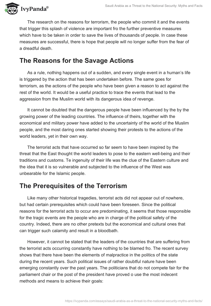 Saudi Arabia as a Threat to the National Security: Myths and Facts. Page 2