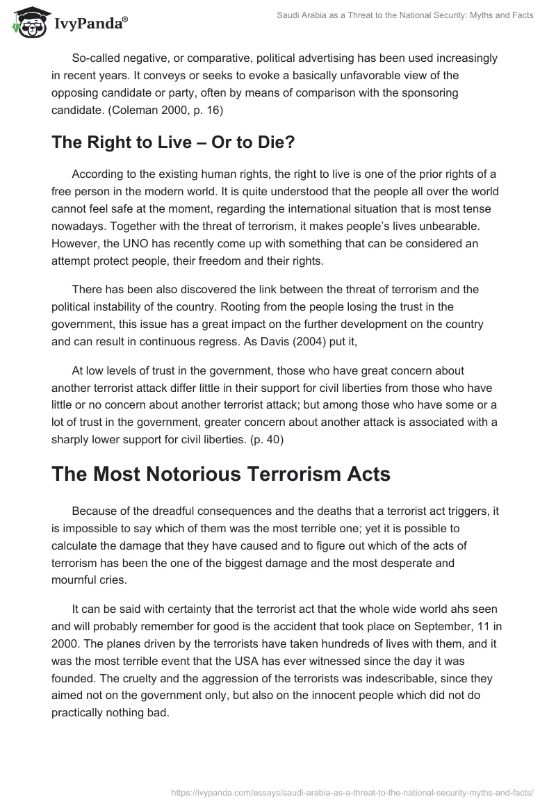 Saudi Arabia as a Threat to the National Security: Myths and Facts. Page 3