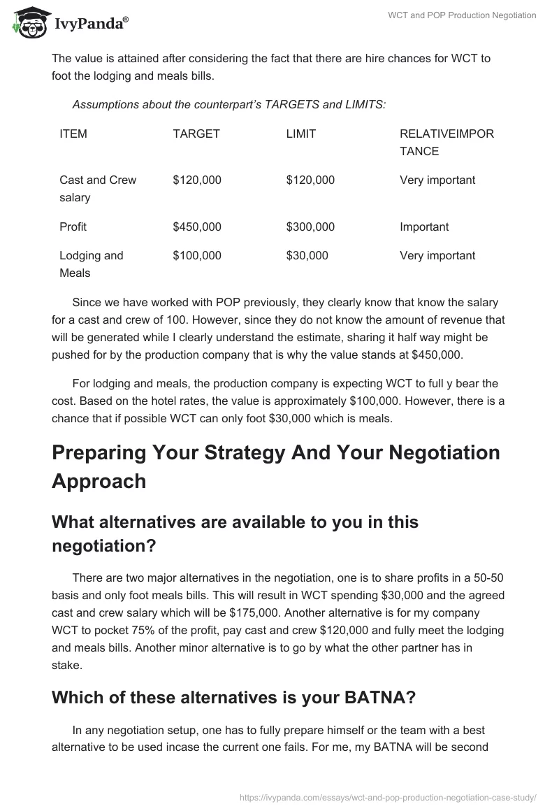 WCT and POP Production Negotiation. Page 5