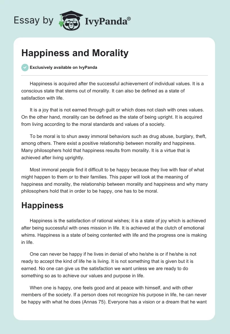 Happiness and Morality. Page 1