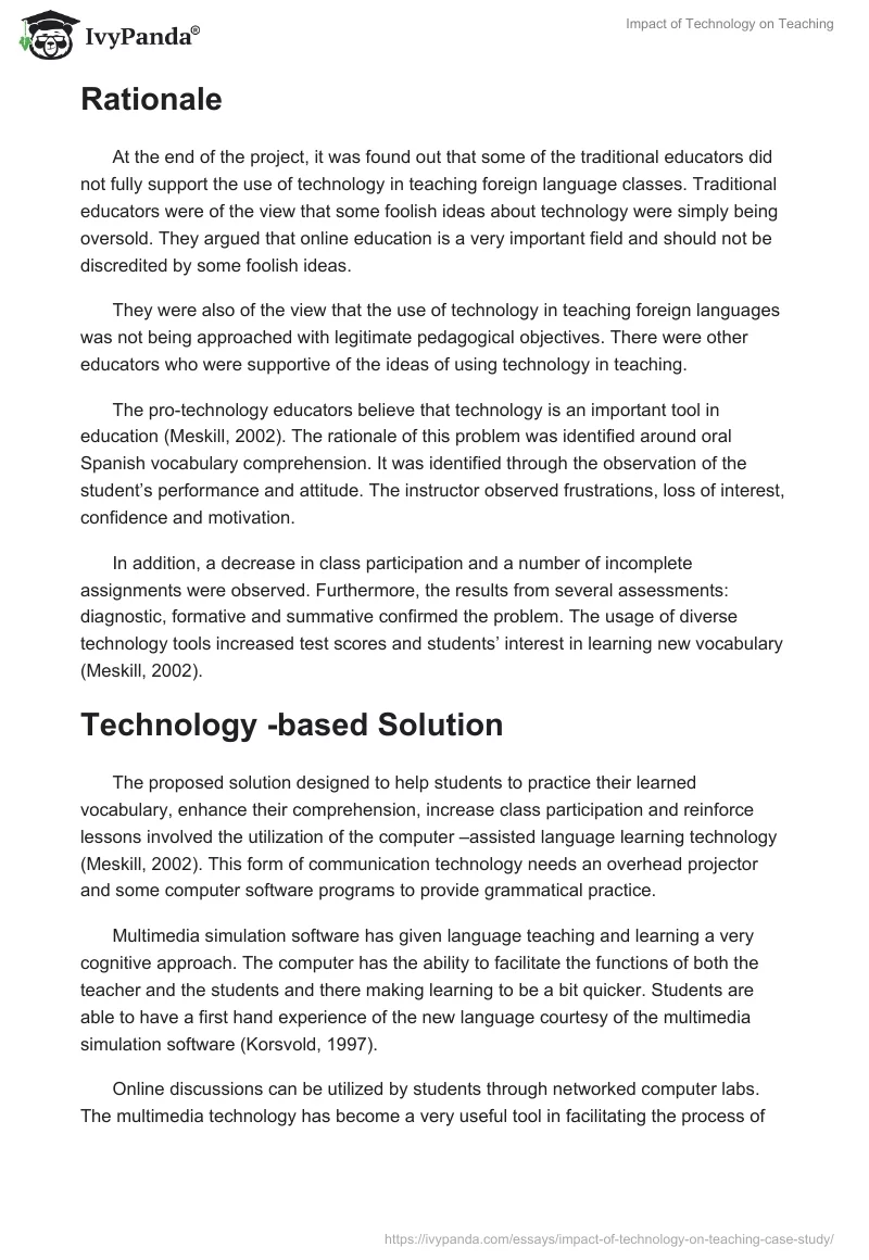 Impact of Technology on Teaching. Page 5