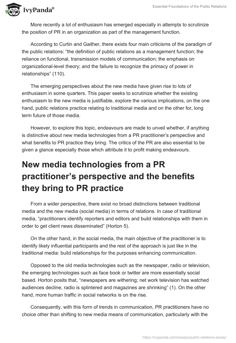Essential Foundations of the Public Relations. Page 2