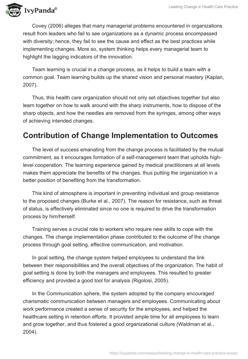 Leading Change in Health Care Practice. Page 5