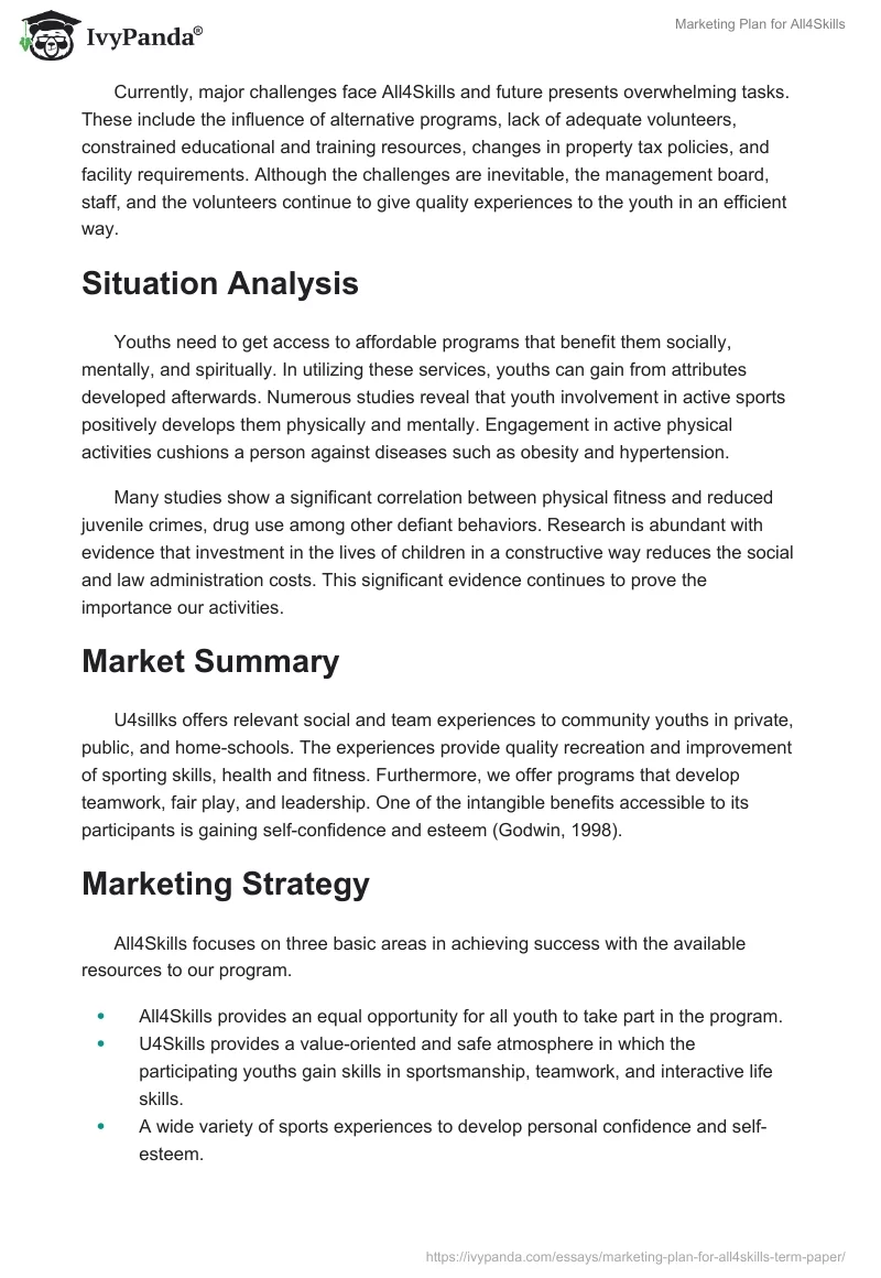 Marketing Plan for All4Skills. Page 2
