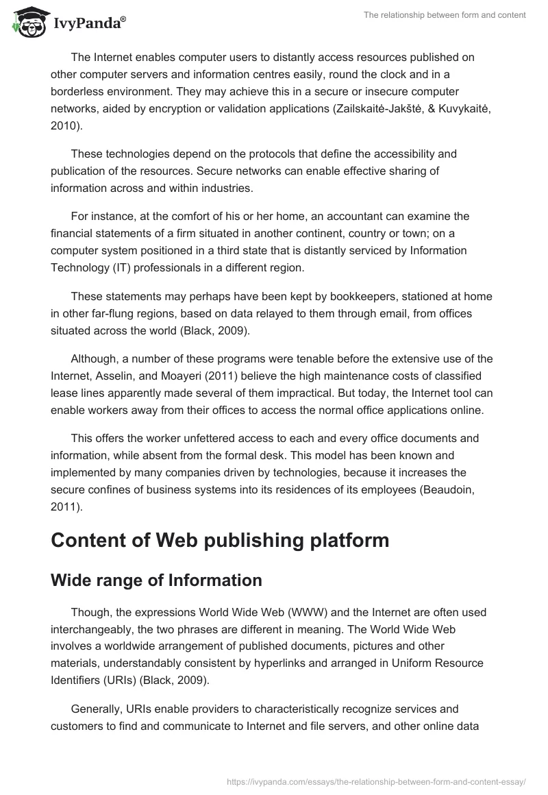 The relationship between form and content. Page 3