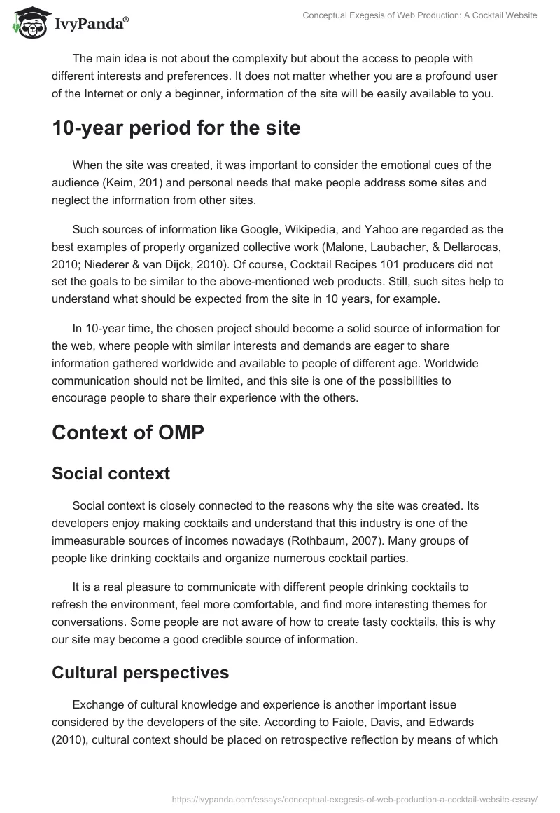Conceptual Exegesis of Web Production: A Cocktail Website. Page 4
