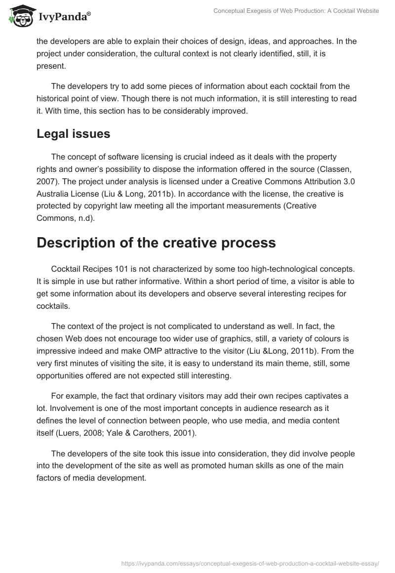Conceptual Exegesis of Web Production: A Cocktail Website. Page 5