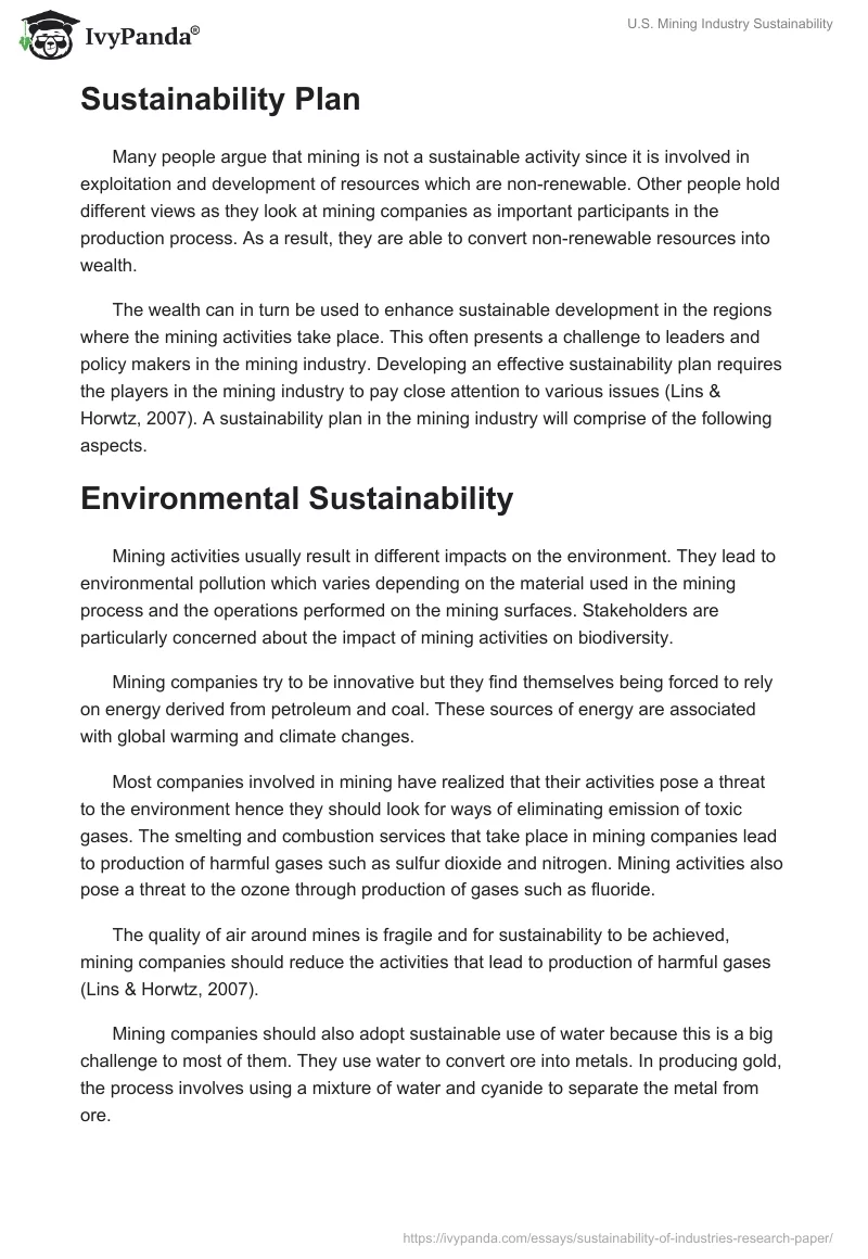 U.S. Mining Industry Sustainability. Page 3