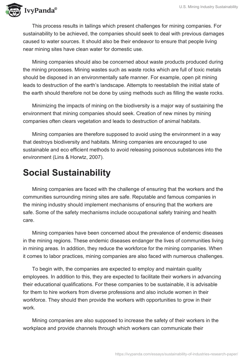 U.S. Mining Industry Sustainability. Page 4