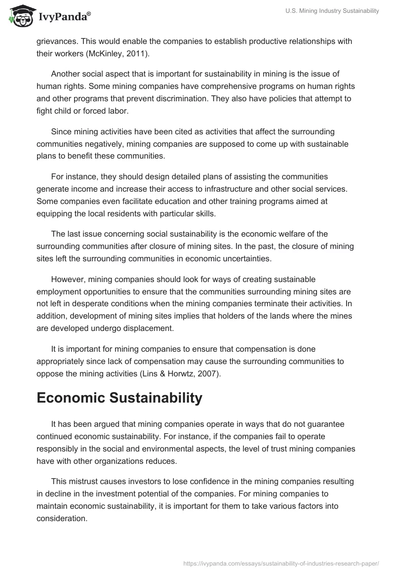 U.S. Mining Industry Sustainability. Page 5