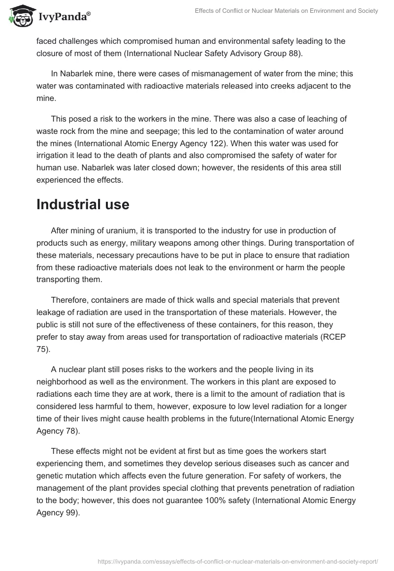Effects of Conflict or Nuclear Materials on Environment and Society. Page 3
