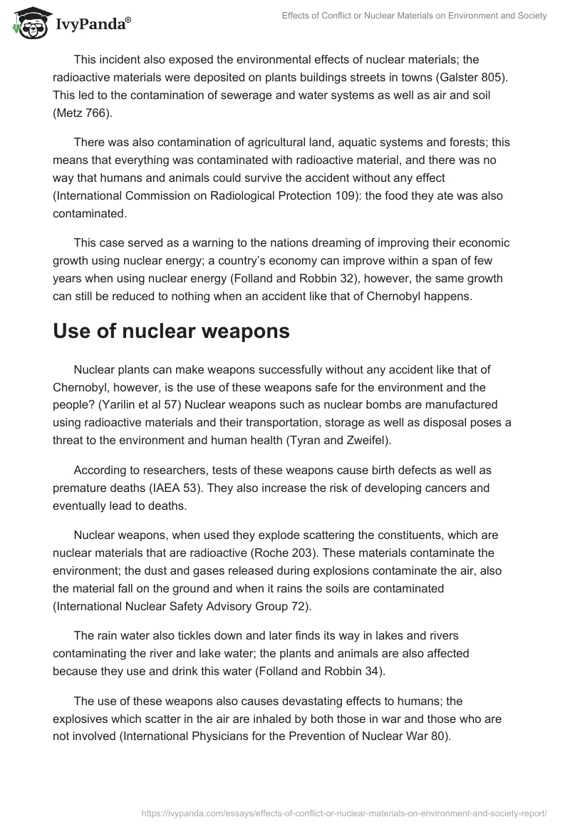 Effects of Conflict or Nuclear Materials on Environment and Society. Page 5