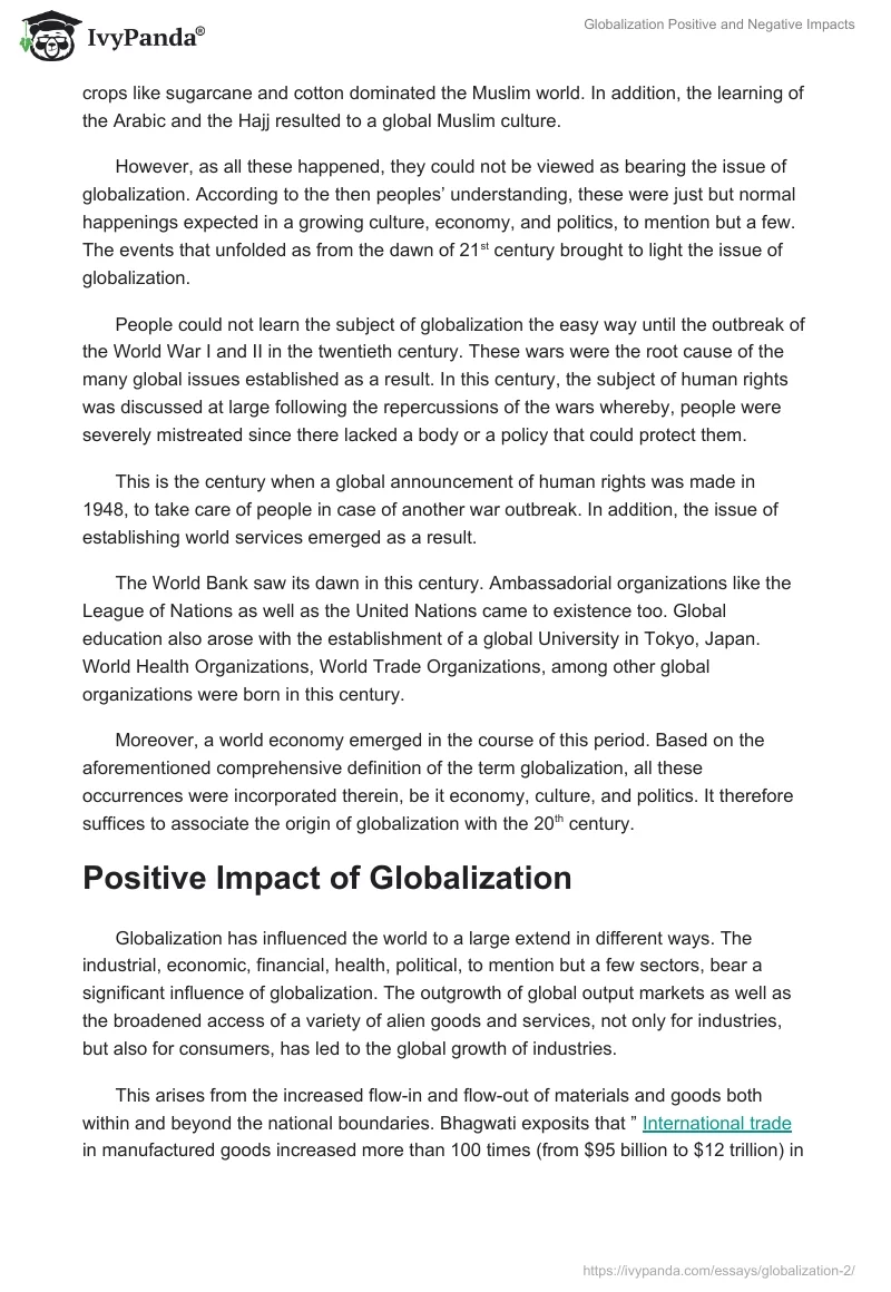 Globalization Positive and Negative Impacts. Page 3