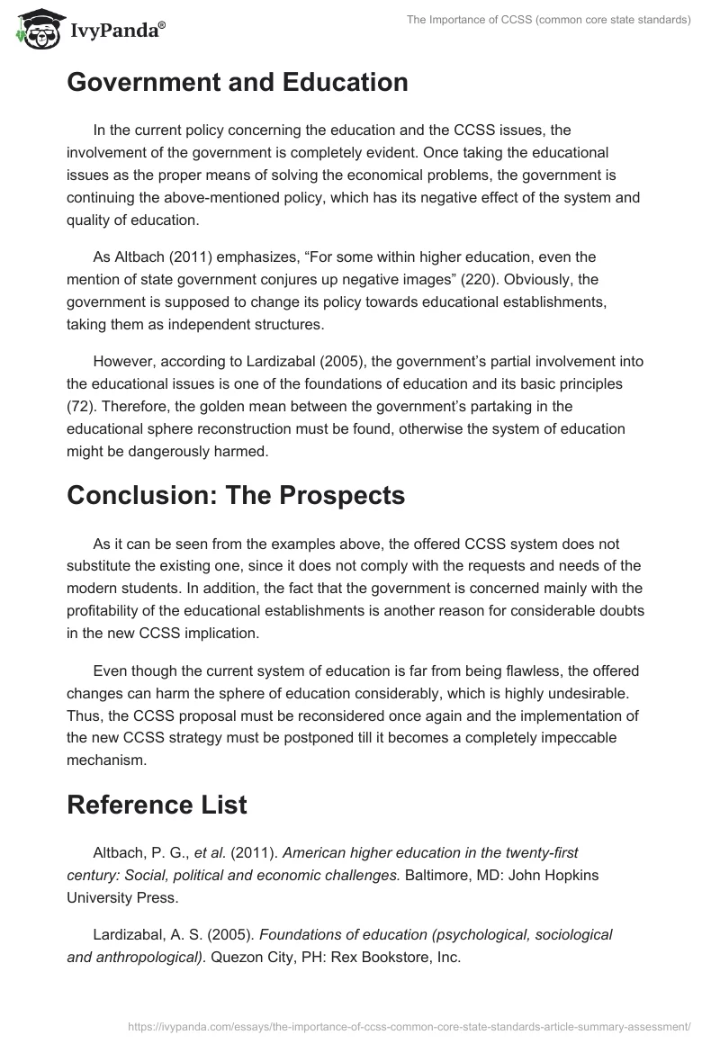 The Importance of CCSS (common core state standards). Page 2