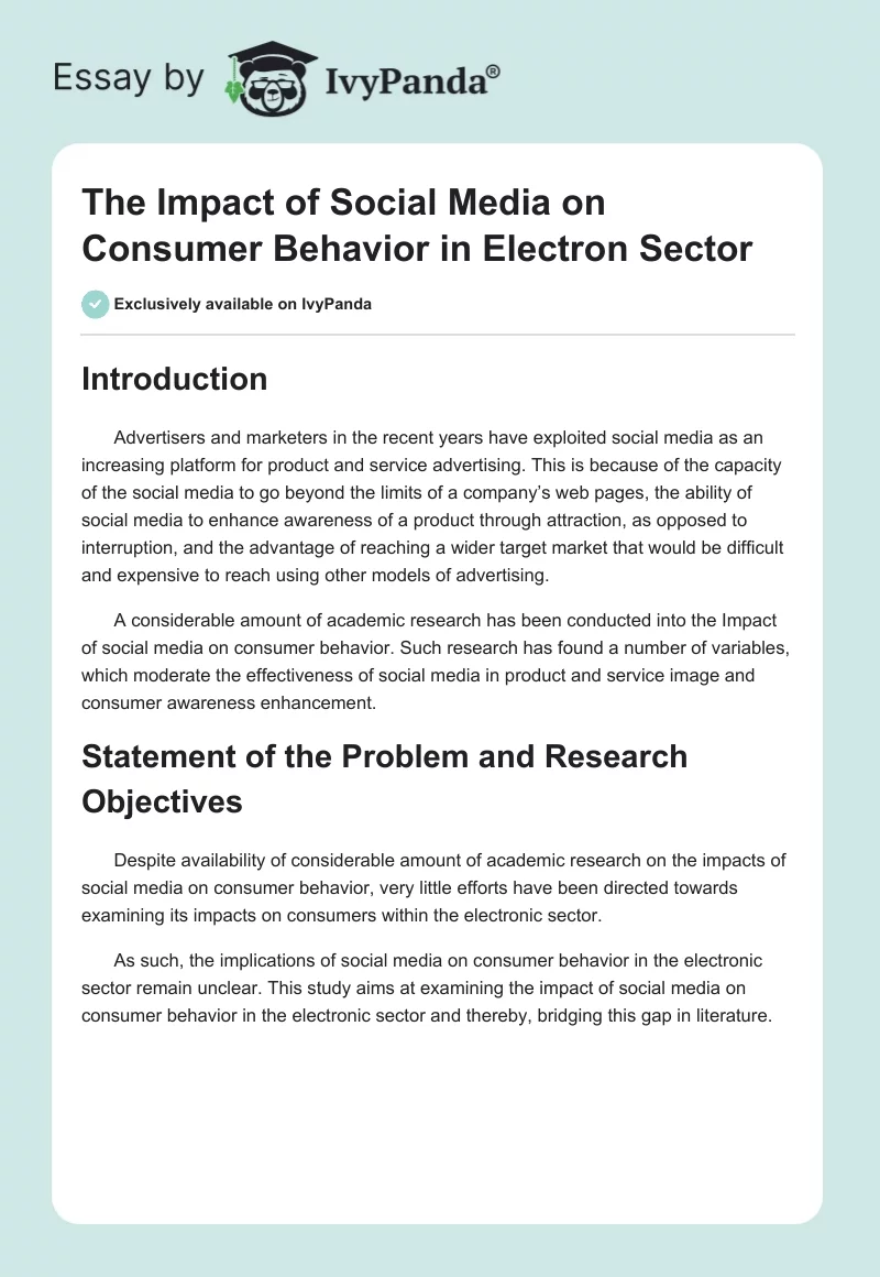 The Impact of Social Media on Consumer Behavior in Electron Sector. Page 1