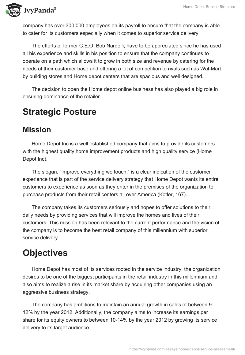 Home Depot Service Structure. Page 2