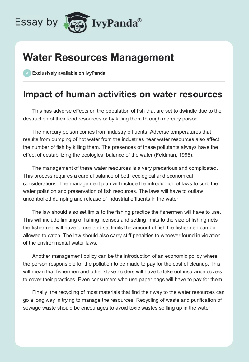 Water Resources Management. Page 1