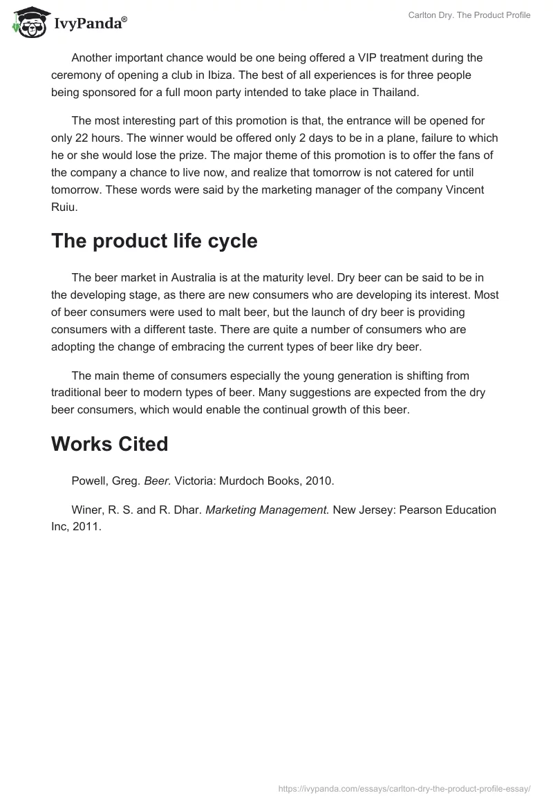 Carlton Dry. The Product Profile. Page 2