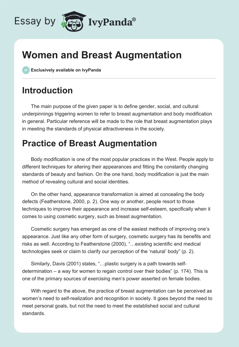 Women and Breast Augmentation. Page 1