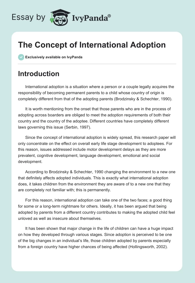 The Concept of International Adoption. Page 1