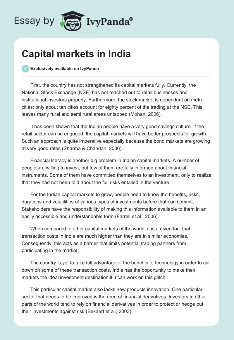 Capital markets in India. Page 1
