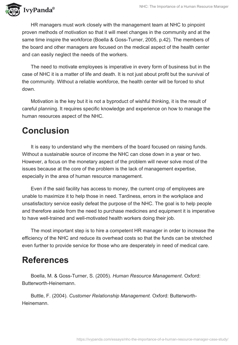 NHC: The Importance of a Human Resource Manager. Page 4