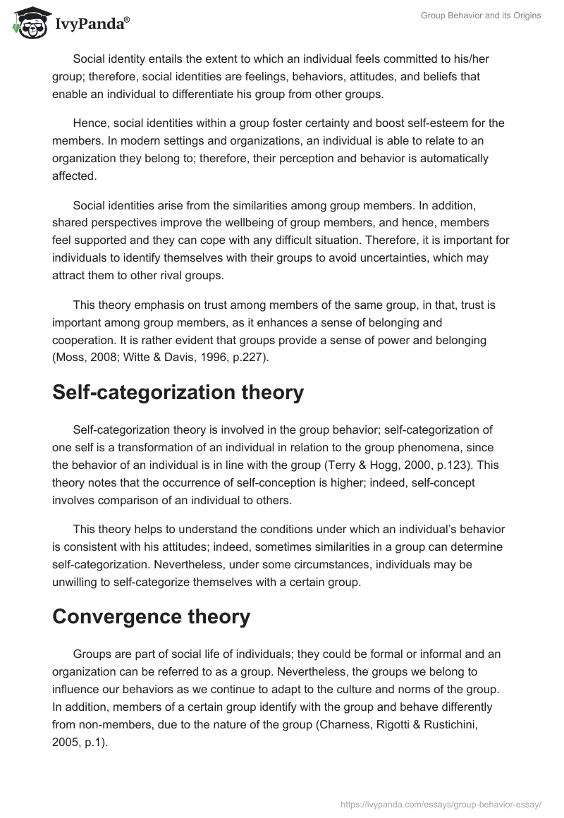 Group Behavior and its Origins. Page 4