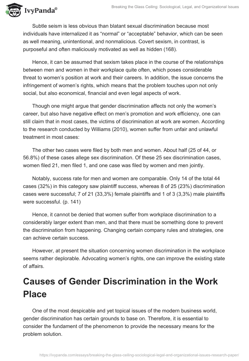 Breaking the Glass Ceiling: Sociological, Legal, and Organizational Issues. Page 4