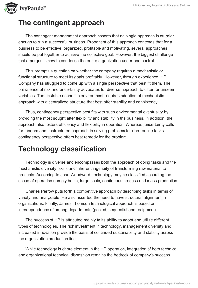 HP Company Internal Politics and Culture. Page 4