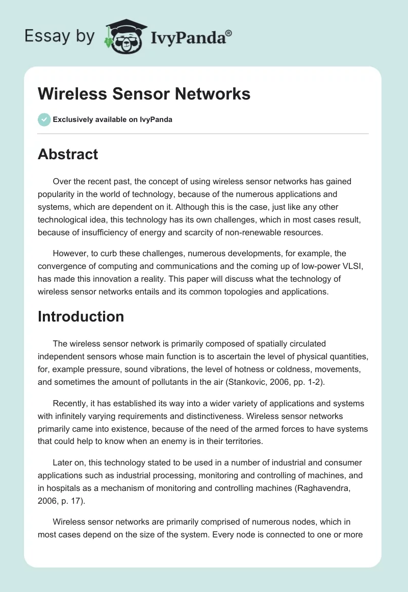 Wireless Sensor Networks. Page 1