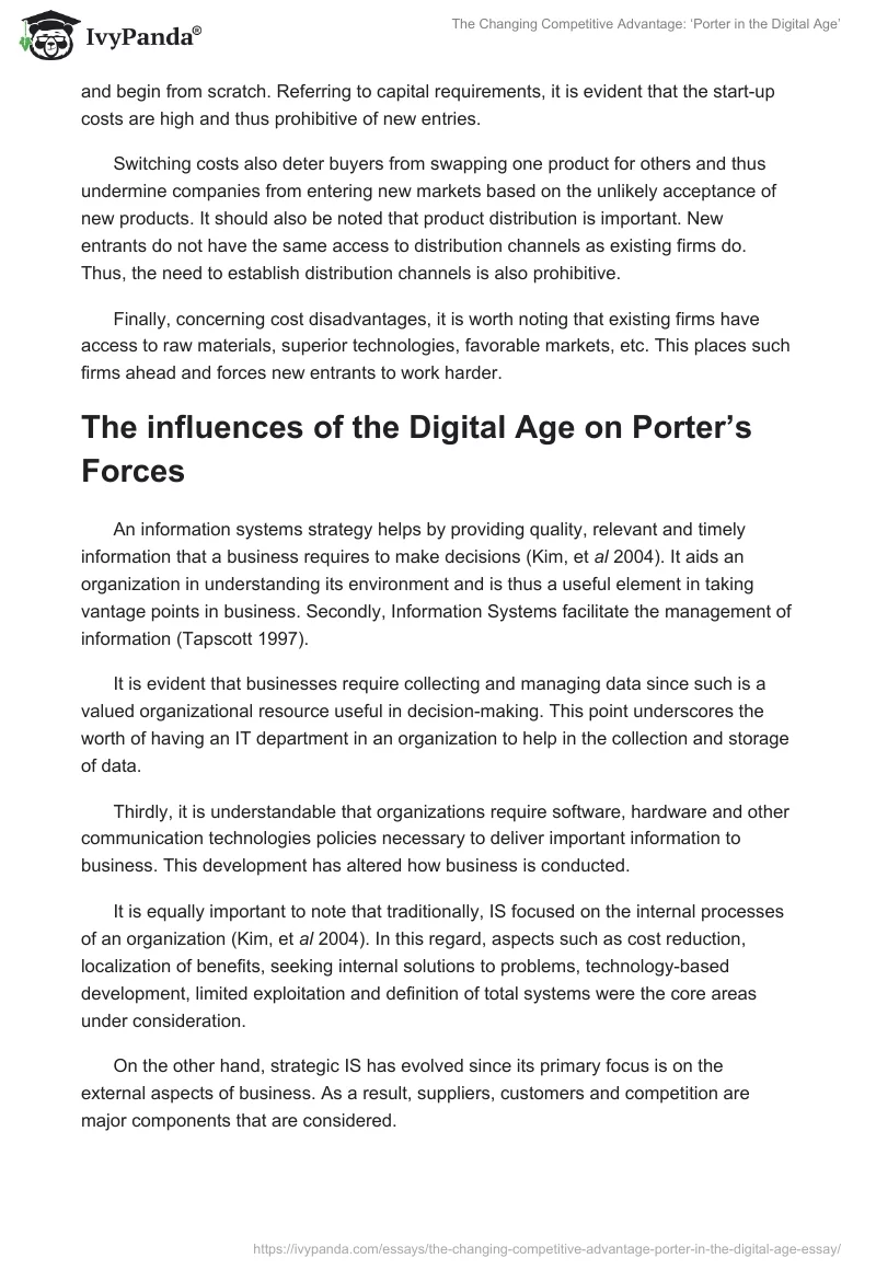 The Changing Competitive Advantage: ‘Porter in the Digital Age’. Page 4