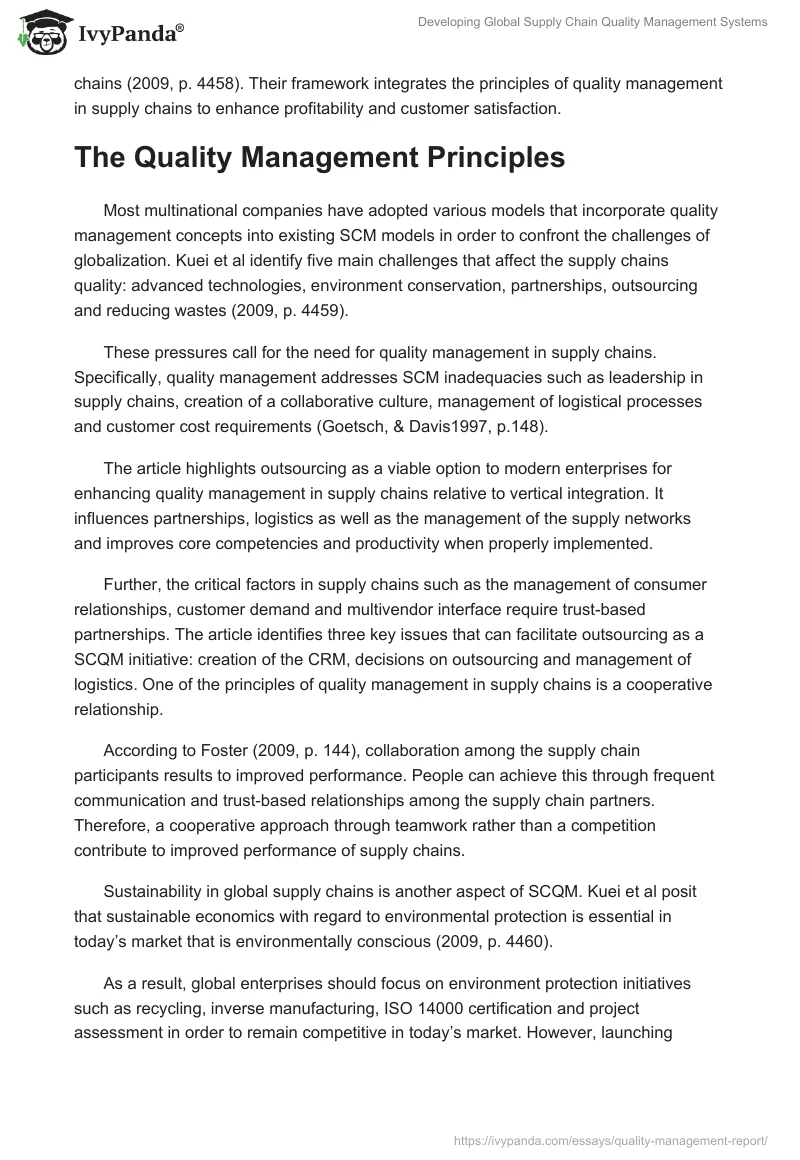 Developing Global Supply Chain Quality Management Systems. Page 2