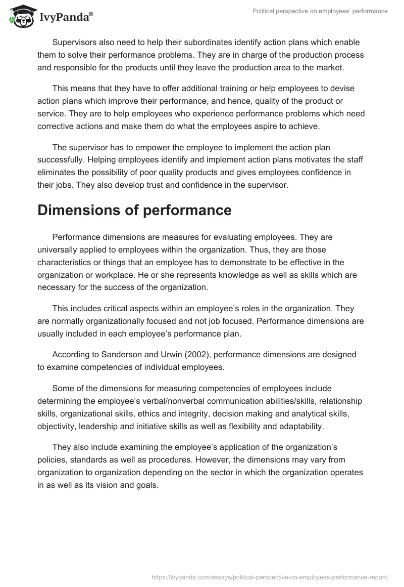 Political Perspective on Employees’ Performance. Page 3