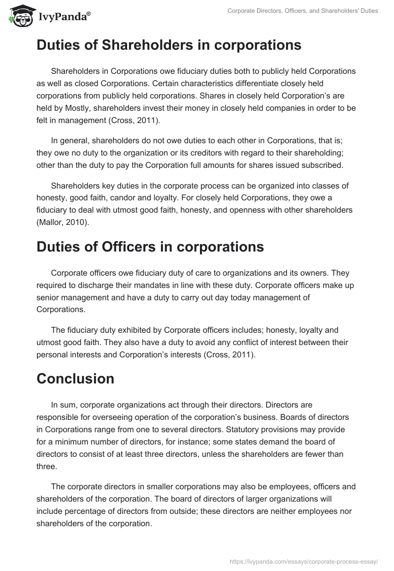 Corporate Directors, Officers, and Shareholders' Duties. Page 2
