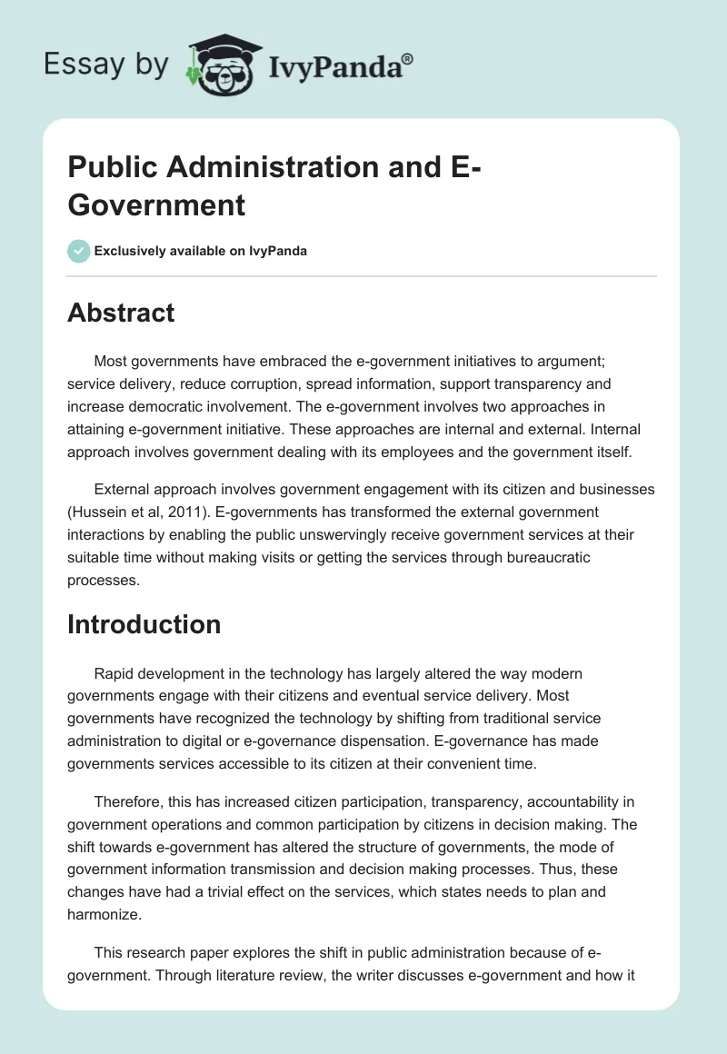 Public Administration and E-Government. Page 1