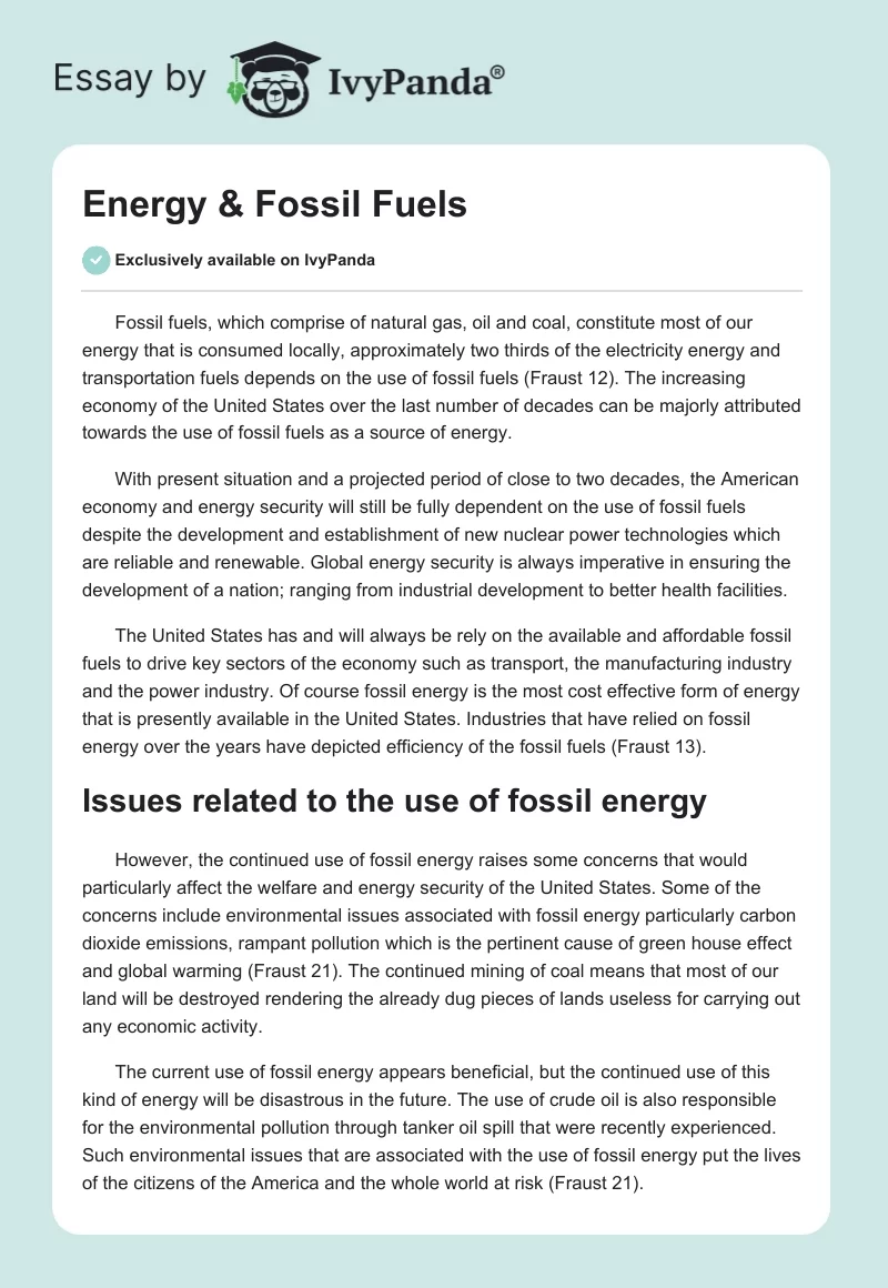 Energy & Fossil Fuels. Page 1