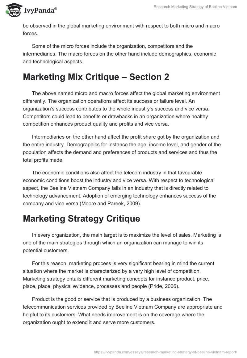 Research Marketing Strategy of Beeline Vietnam. Page 4