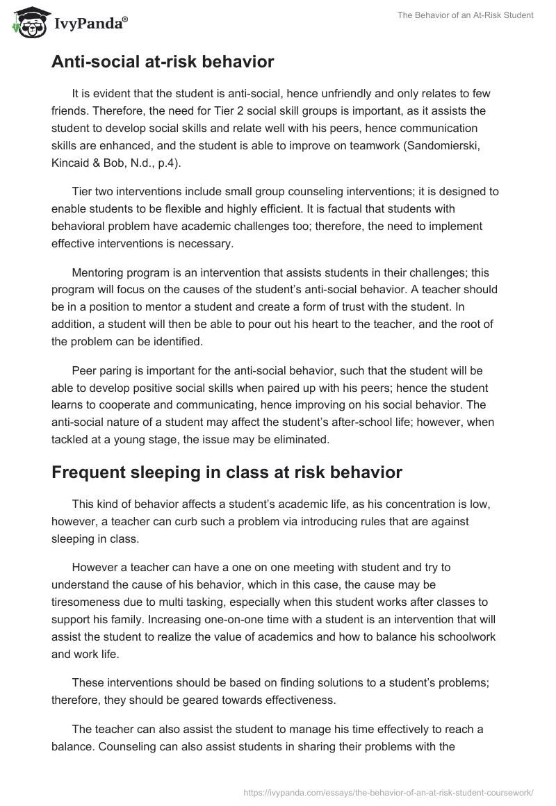 The Behavior of an At-Risk Student. Page 3