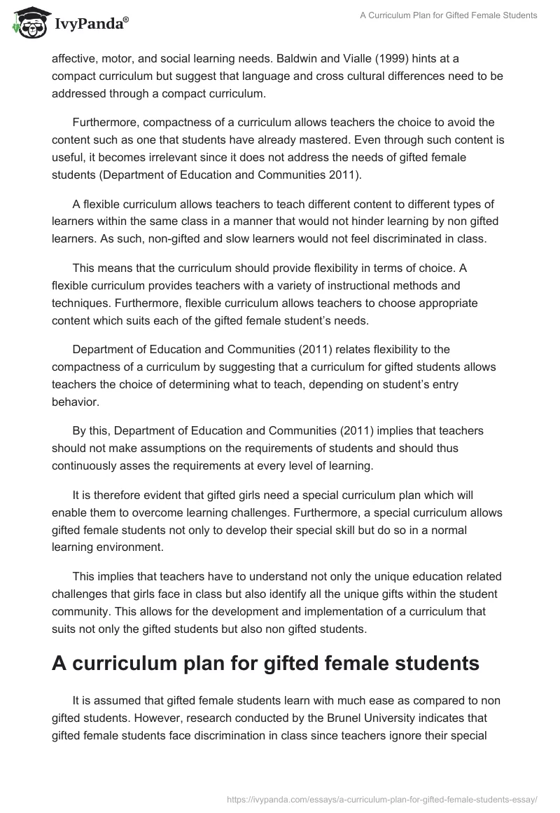 A Curriculum Plan for Gifted Female Students. Page 5