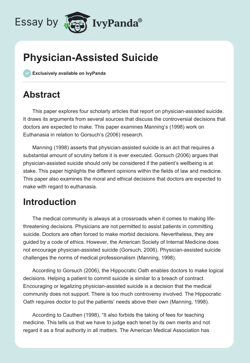 Physician-Assisted Suicide. Page 1
