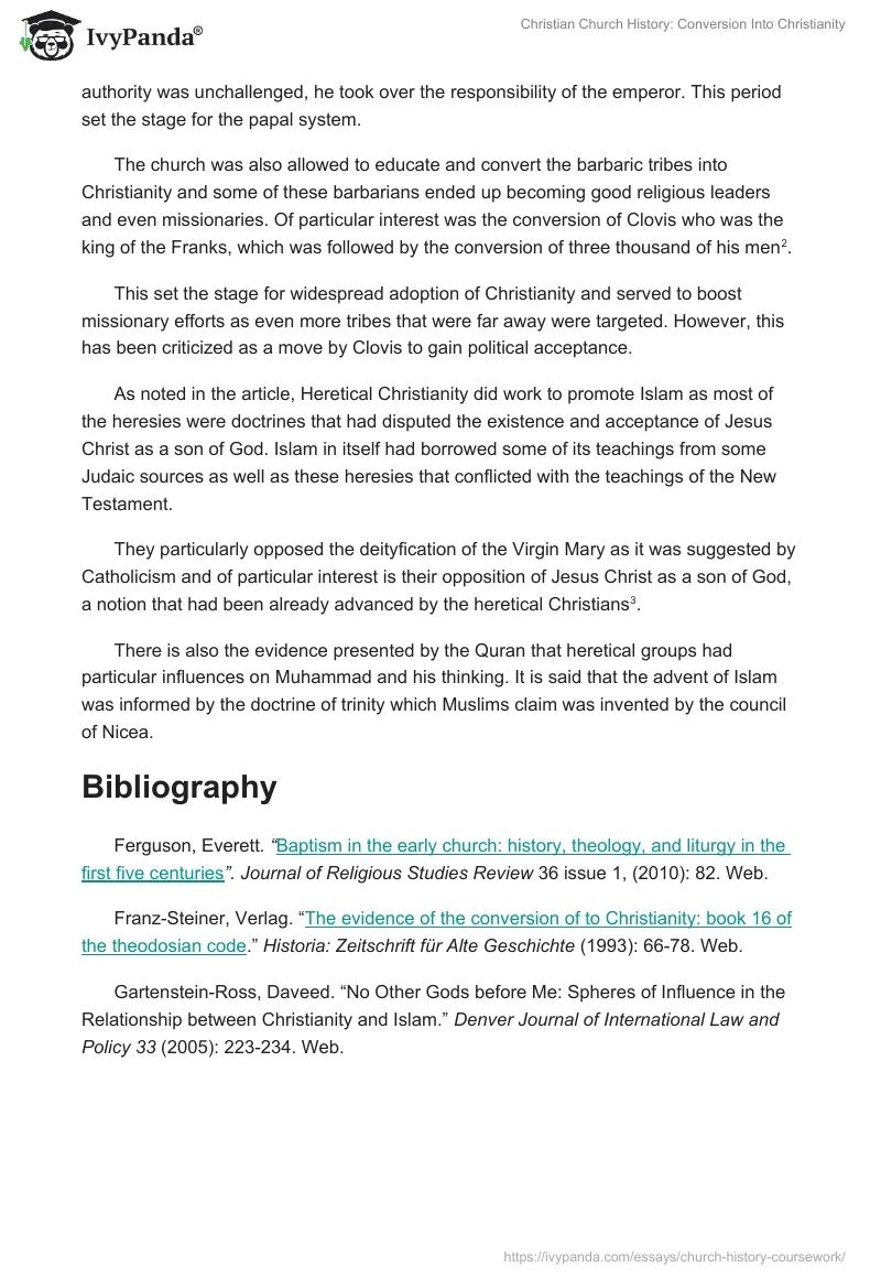 Christian Church History: Conversion Into Christianity. Page 2