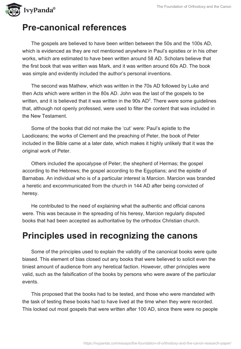 The Foundation of Orthodoxy and the Canon. Page 2