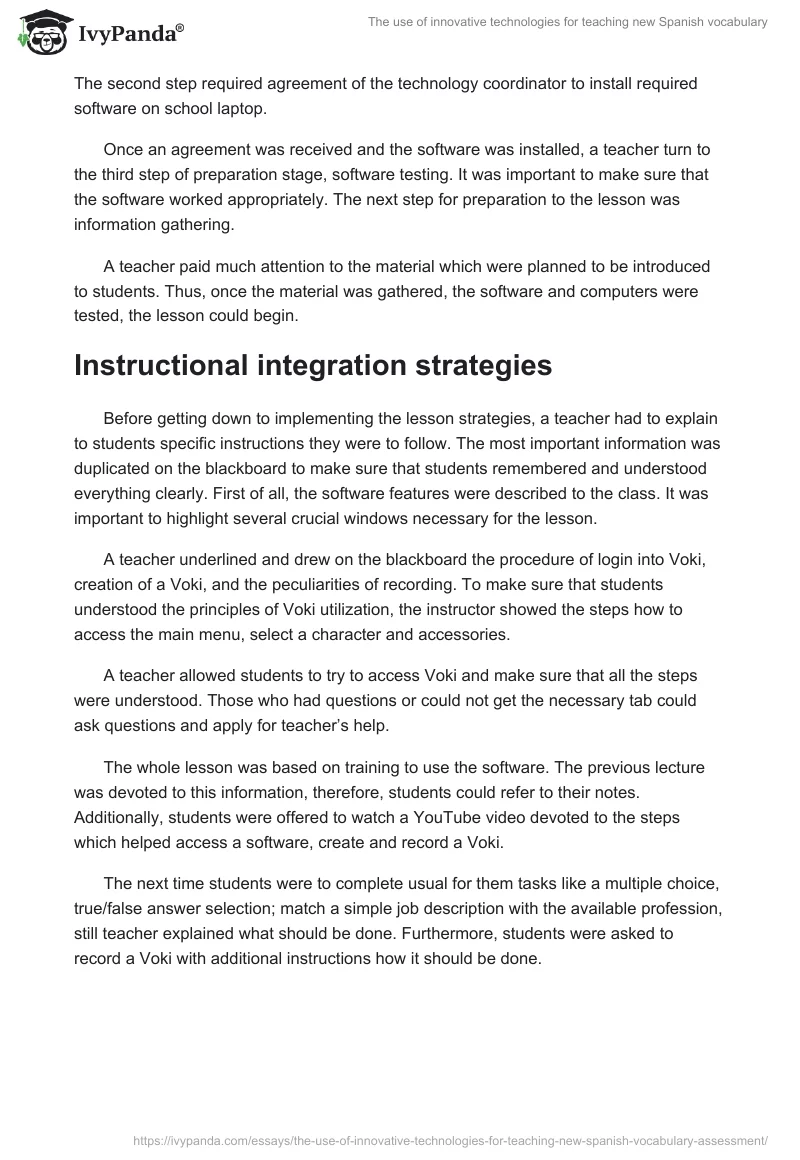 The use of innovative technologies for teaching new Spanish vocabulary. Page 2