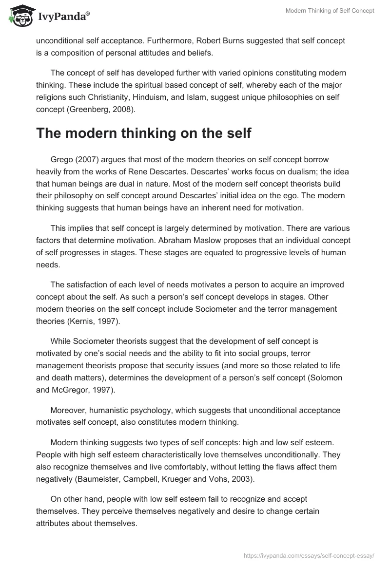 Modern Thinking of Self Concept. Page 2
