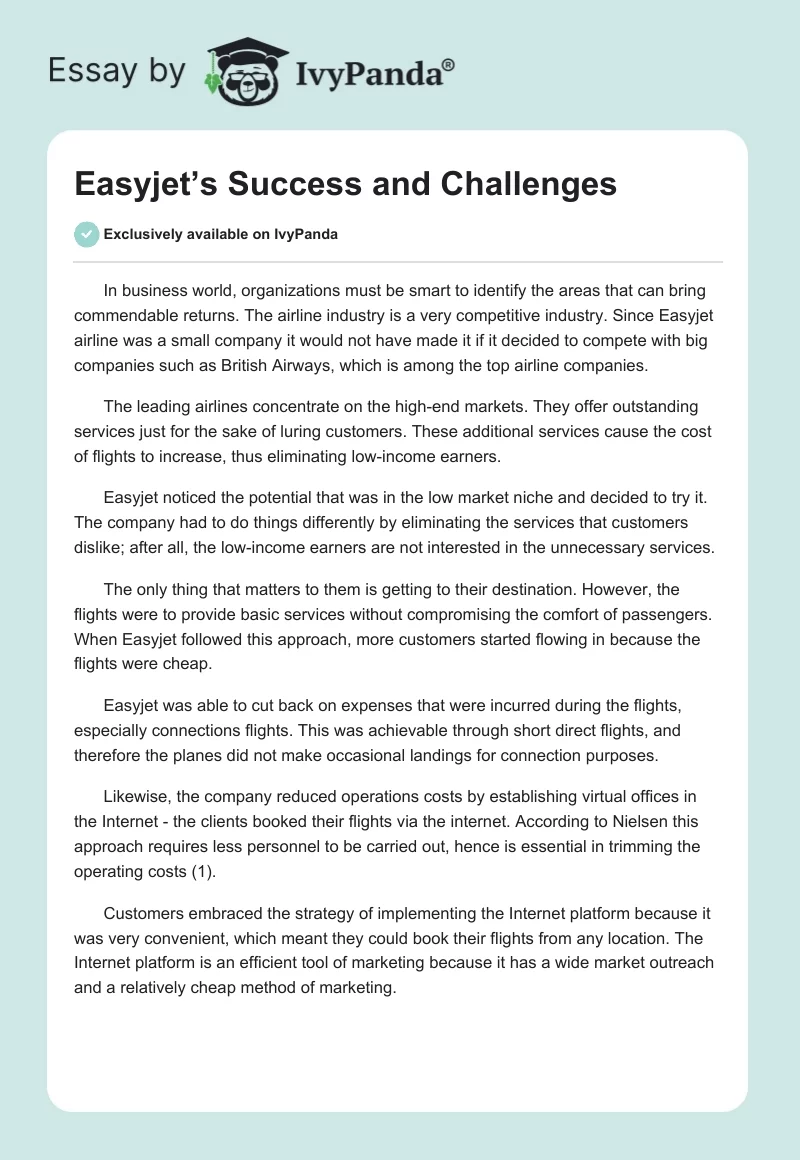Easyjet’s Success and Challenges. Page 1