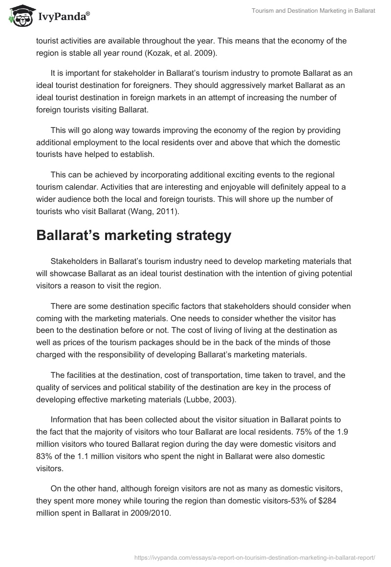 Tourism and Destination Marketing in Ballarat. Page 5