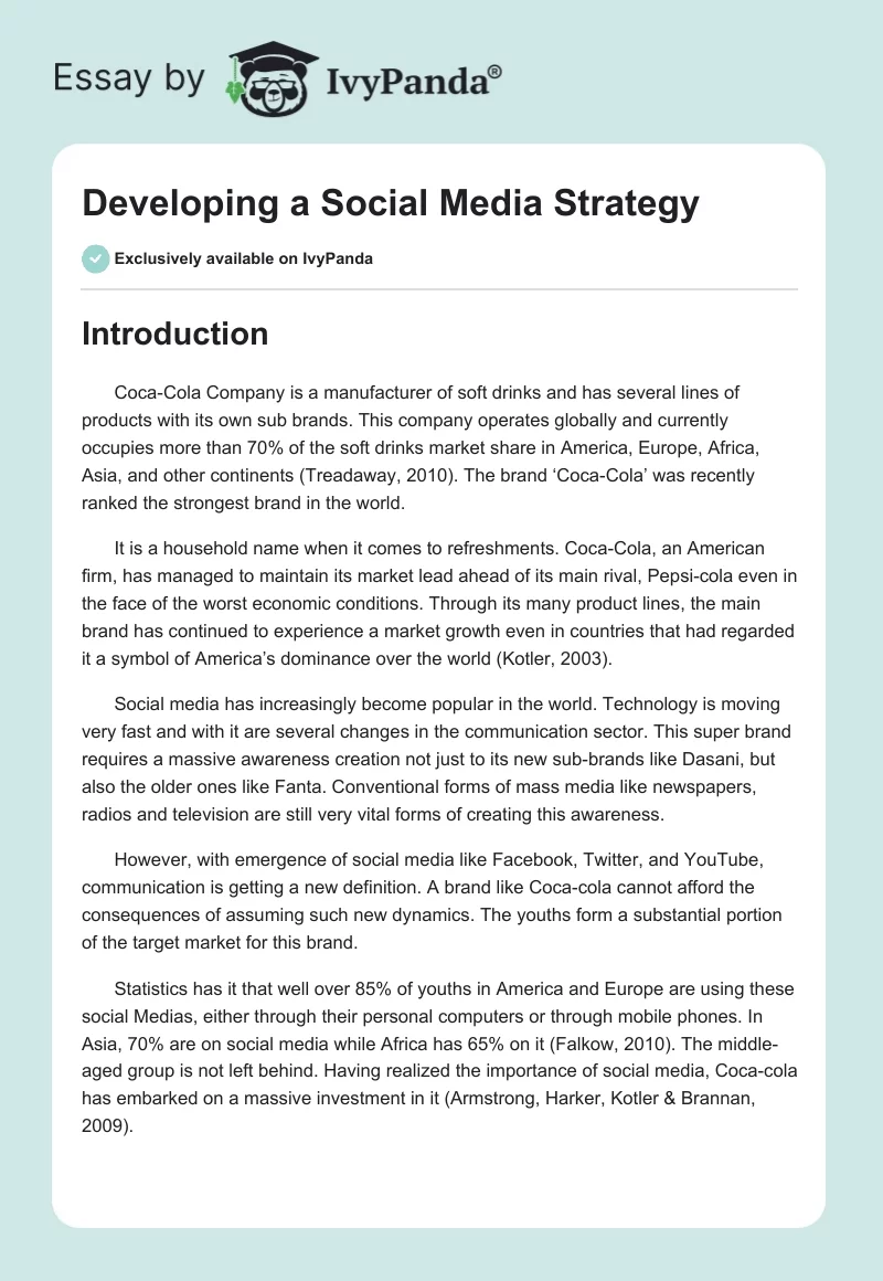 Developing a Social Media Strategy. Page 1
