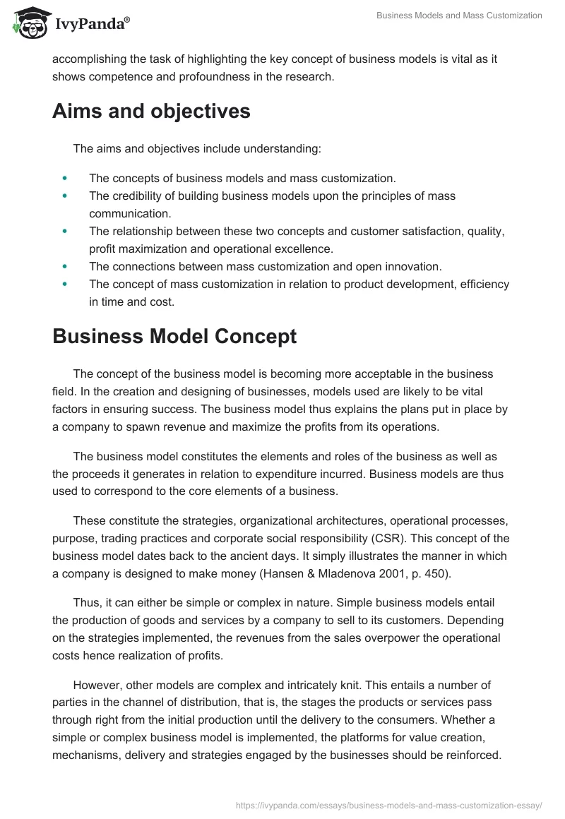 Business Models and Mass Customization. Page 2